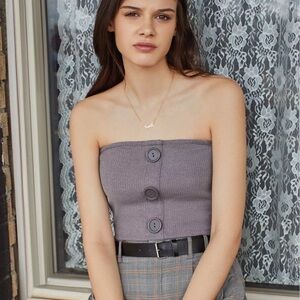 URBAN OUTFITTERS Trinity Button-Down Tube Top in Heather gray women’s size L